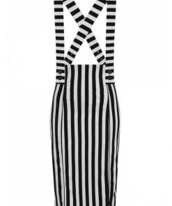 Hell Bunny Otho 40's Pinafore Pencil Skirt Black White New In