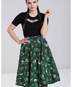 Hell Bunny Hex Spiderweb 50's Swing Skirt Black