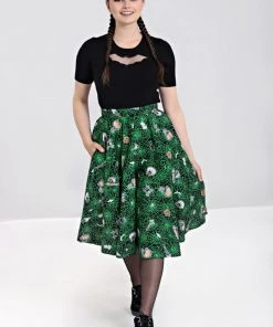 Hell Bunny Hex Spiderweb 50's Swing Skirt Black