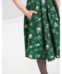 Hell Bunny Hex Spiderweb 50's Swing Skirt Black