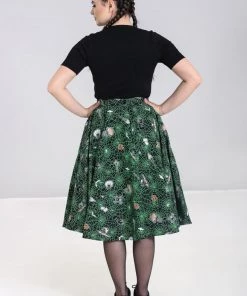 Hell Bunny Hex Spiderweb 50's Swing Skirt Black