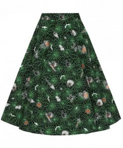 Hell Bunny Hex Spiderweb 50's Swing Skirt Black