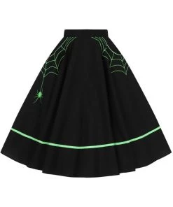 New In Hell Bunny Miss Muffet Spiderweb 50's Swing Skirt Black Green