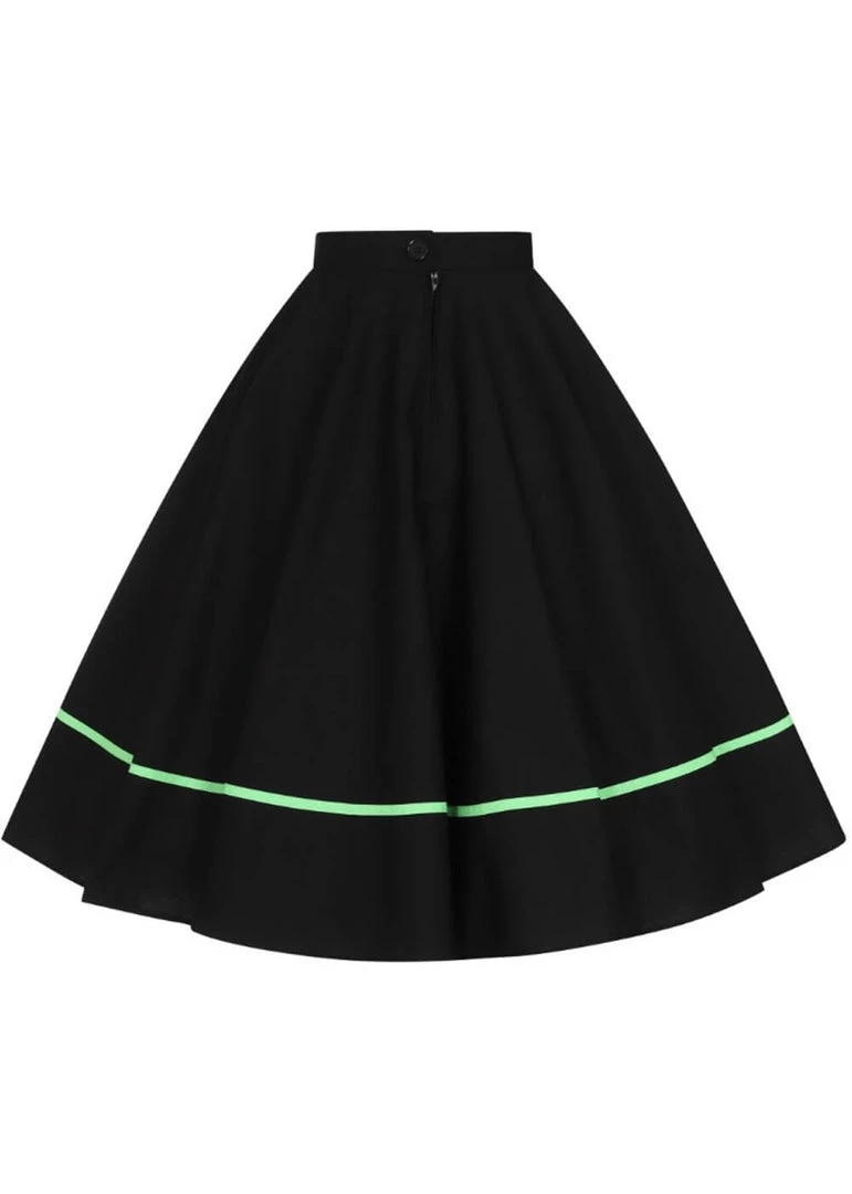 New In Hell Bunny Miss Muffet Spiderweb 50's Swing Skirt Black Green