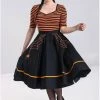 New In Hell Bunny Miss Muffet Spiderweb 50's Swing Skirt Black Orange