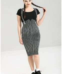 Hell Bunny Regan 50's Pinafore Pencil Skirt Black New In