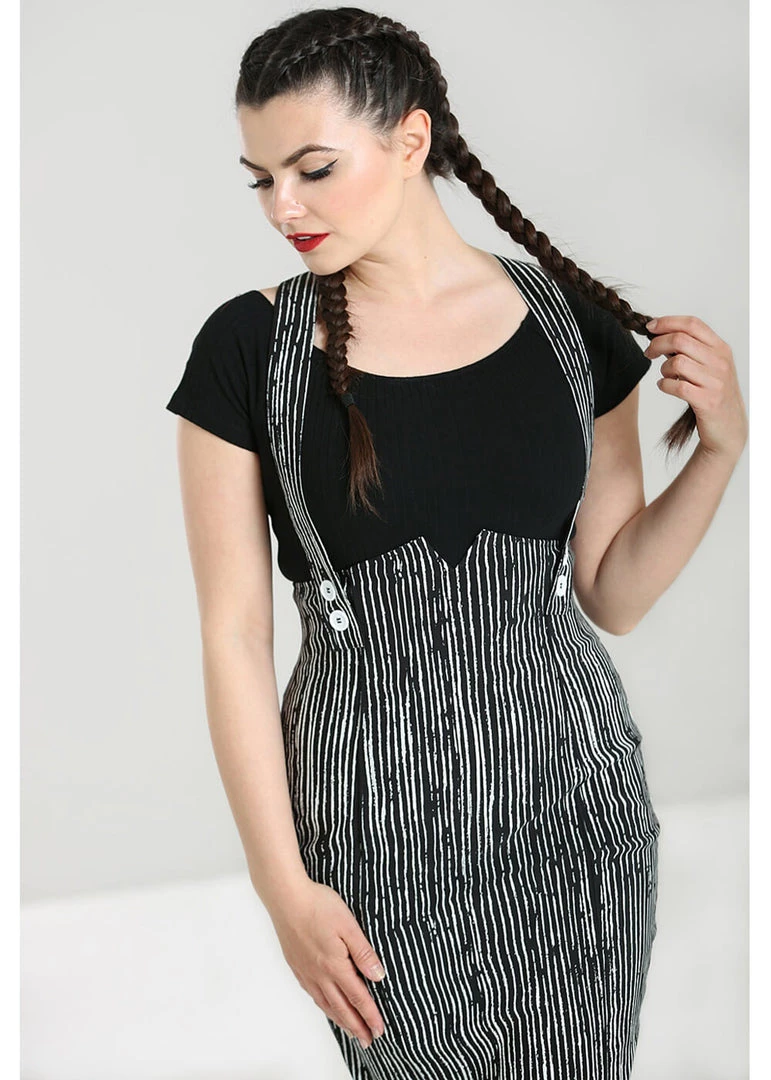 Hell Bunny Regan 50's Pinafore Pencil Skirt Black New In