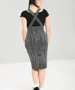 Hell Bunny Regan 50's Pinafore Pencil Skirt Black New In
