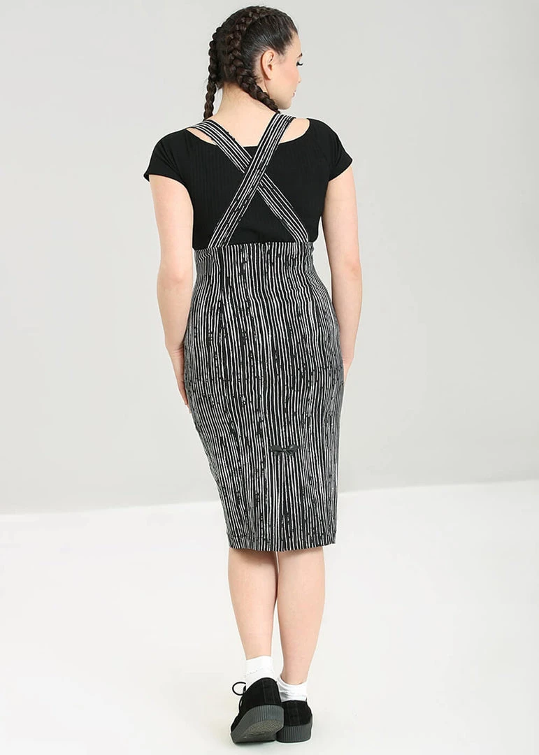 Hell Bunny Regan 50's Pinafore Pencil Skirt Black New In