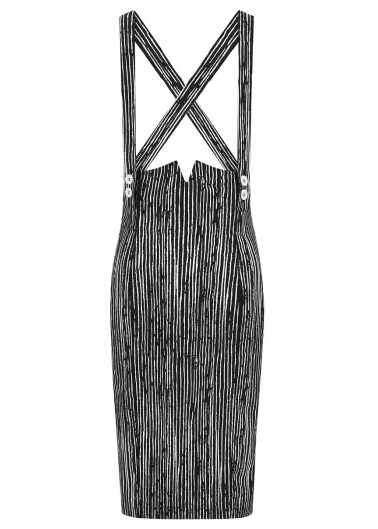 Hell Bunny Regan 50's Pinafore Pencil Skirt Black New In