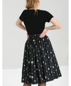 Hell Bunny Belle Snowflake 50's Swing Skirt Black