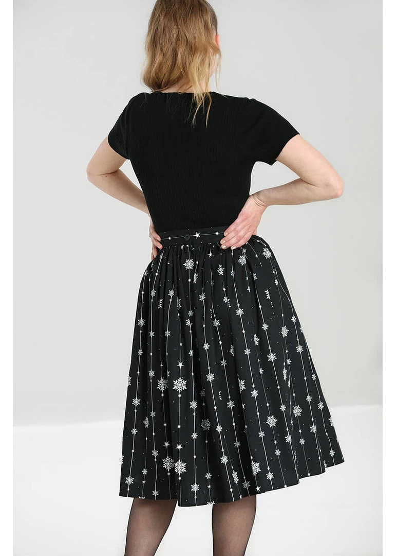 Hell Bunny Belle Snowflake 50's Swing Skirt Black