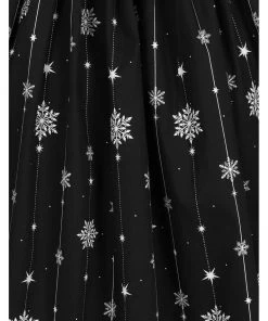 Hell Bunny Belle Snowflake 50's Swing Skirt Black