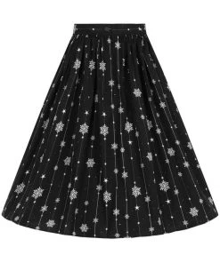 Hell Bunny Belle Snowflake 50's Swing Skirt Black