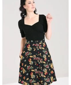 New In Hell Bunny Aurelia 40's A-Line Skirt Black