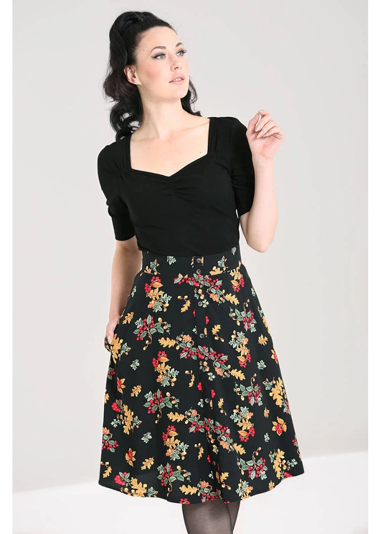 New In Hell Bunny Aurelia 40's A-Line Skirt Black
