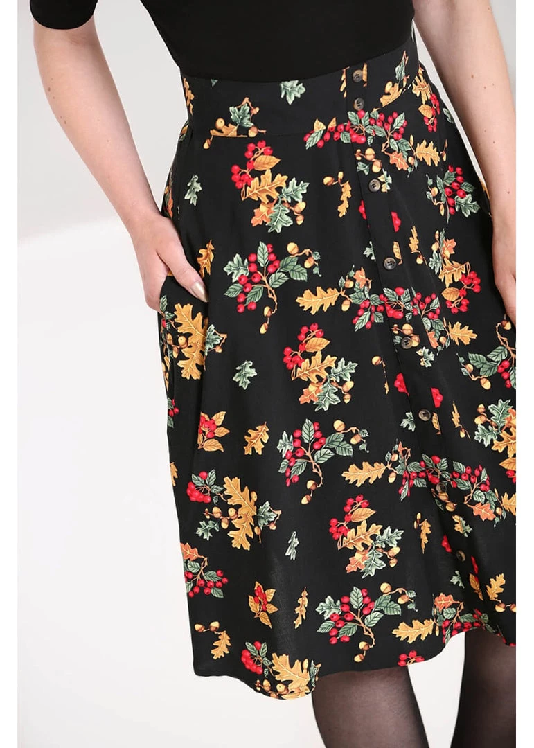 New In Hell Bunny Aurelia 40's A-Line Skirt Black