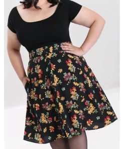New In Hell Bunny Aurelia 40's A-Line Skirt Black