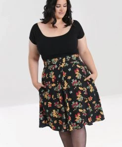 New In Hell Bunny Aurelia 40's A-Line Skirt Black