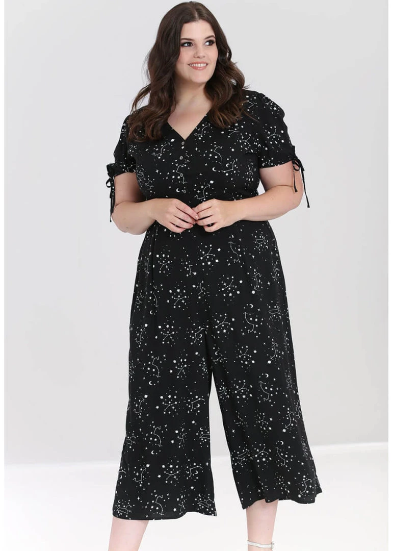 New In Hell Bunny Zodiac 70's Jumpsuit Black