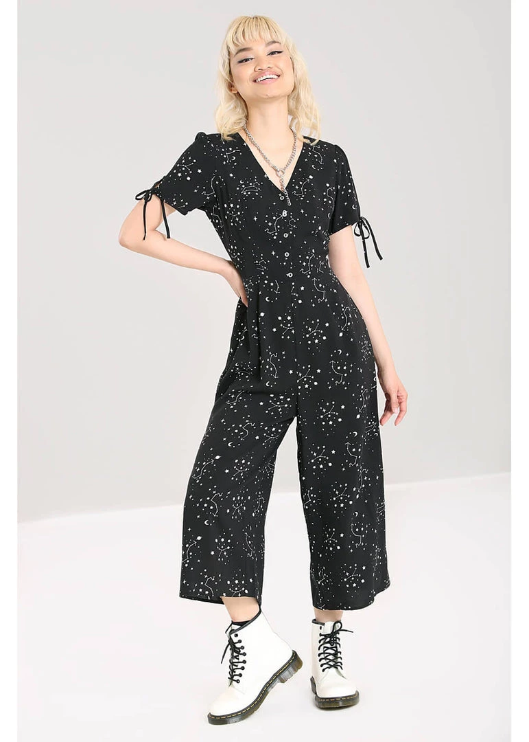 New In Hell Bunny Zodiac 70's Jumpsuit Black