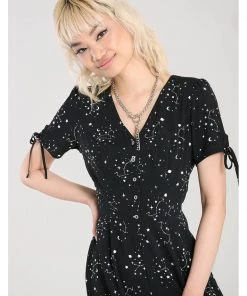 New In Hell Bunny Zodiac 70's Jumpsuit Black