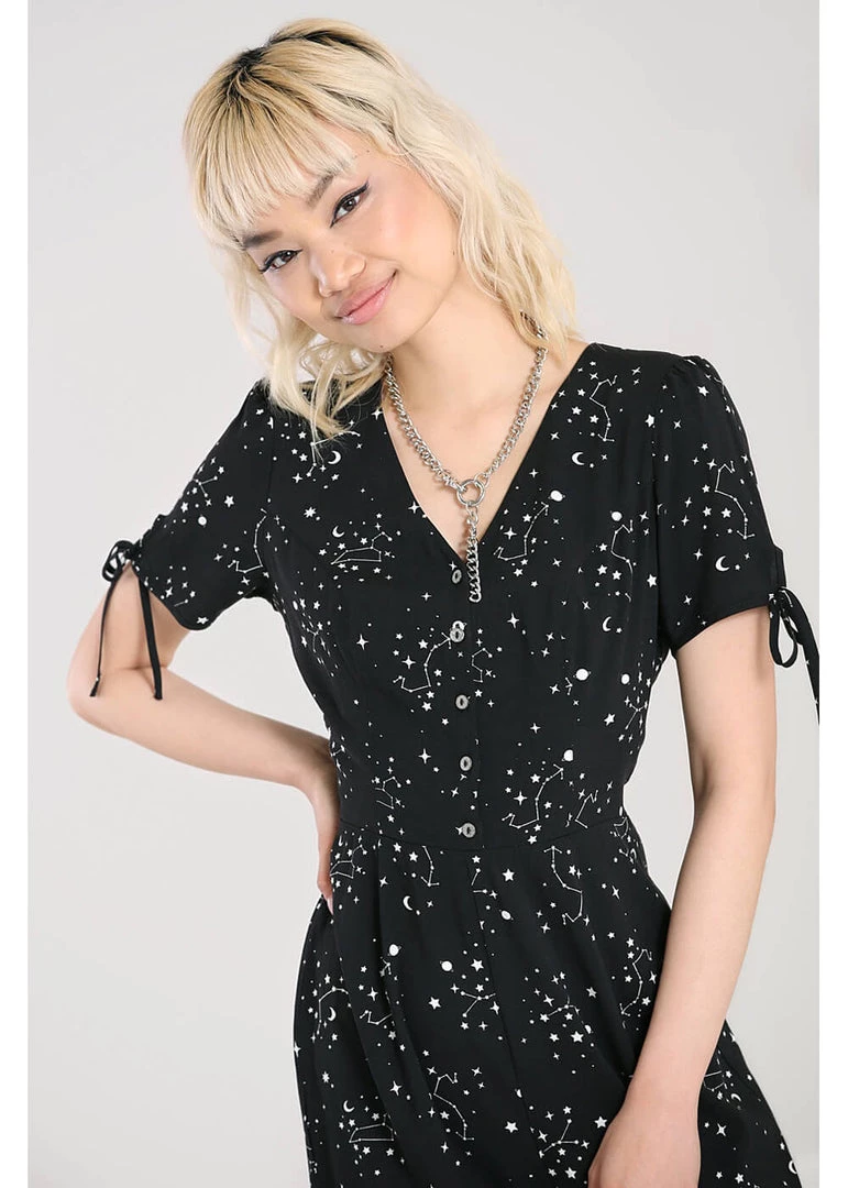 New In Hell Bunny Zodiac 70's Jumpsuit Black