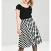 Hell Bunny Blake Houndstooth 60's A-Line Skirt Black White