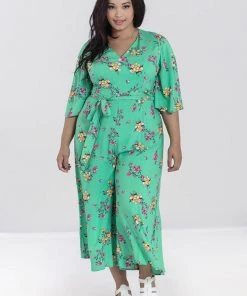 New In Hell Bunny Adelina 70's Jumpsuit Mint Green