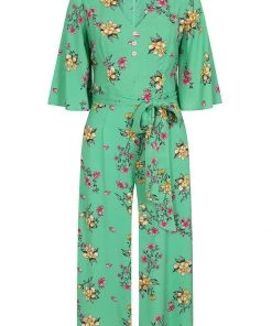 New In Hell Bunny Adelina 70's Jumpsuit Mint Green