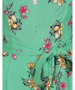 New In Hell Bunny Adelina 70's Jumpsuit Mint Green
