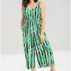 Hell Bunny Solana Leaves 70's Jumpsuit Black White