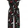 New In Hell Bunny Good Fortune Snake 70's Jumpsuit Black