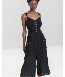 Hell Bunny Tabitha 80's Jumpsuit Black