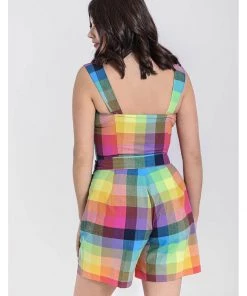 Hell Bunny Lucia Rainbow 50's Shorts Trousers Multi New In