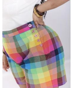 Hell Bunny Lucia Rainbow 50's Shorts Trousers Multi New In