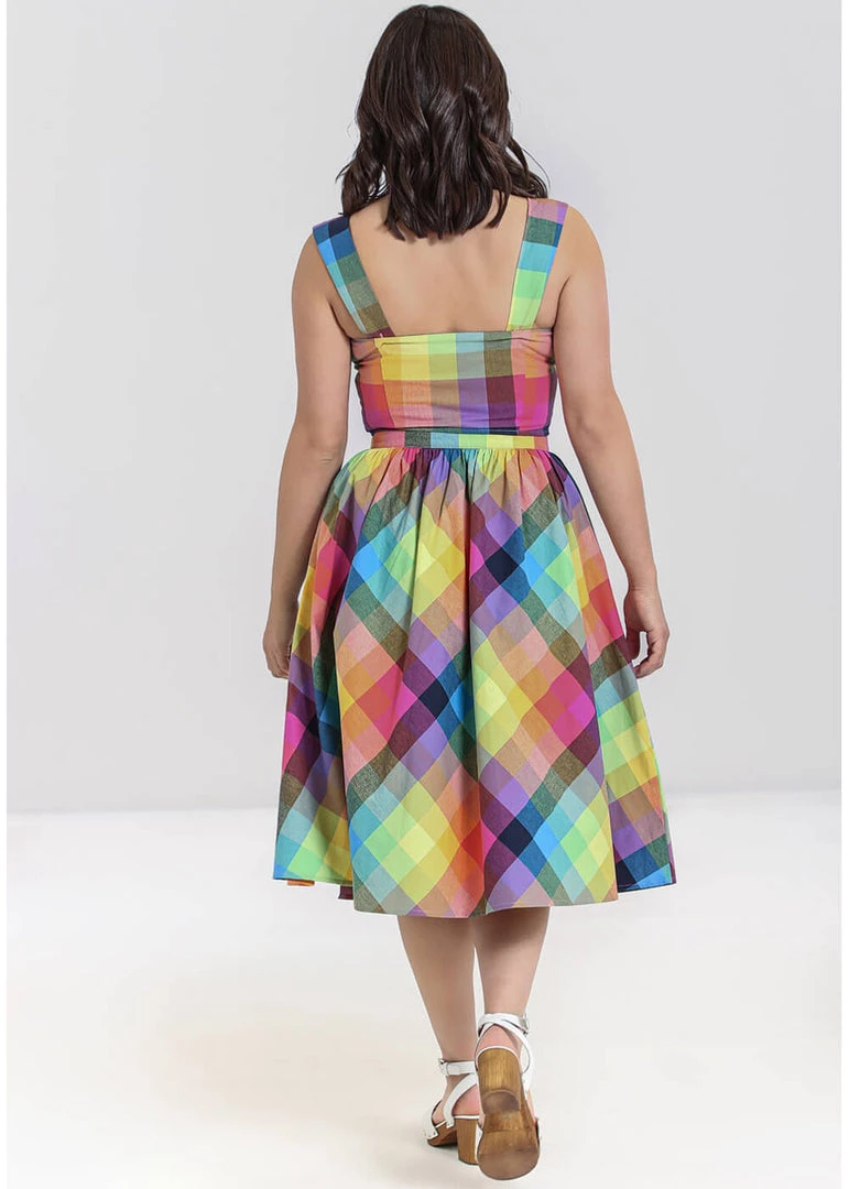 New In Hell Bunny Lucia Rainbow 50's Swing Skirt Multi