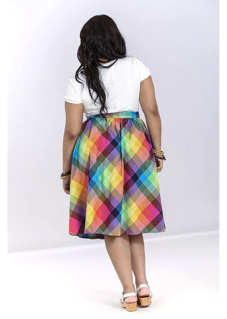New In Hell Bunny Lucia Rainbow 50's Swing Skirt Multi