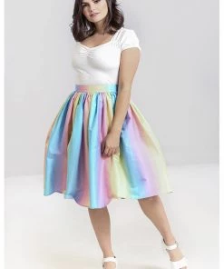 Hell Bunny Halo Ombre 50's Rainbow Swing Skirt Multi New In