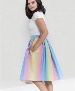 Hell Bunny Halo Ombre 50's Rainbow Swing Skirt Multi New In
