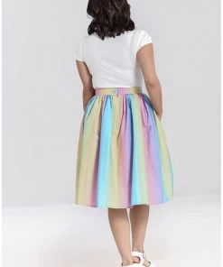 Hell Bunny Halo Ombre 50's Rainbow Swing Skirt Multi New In