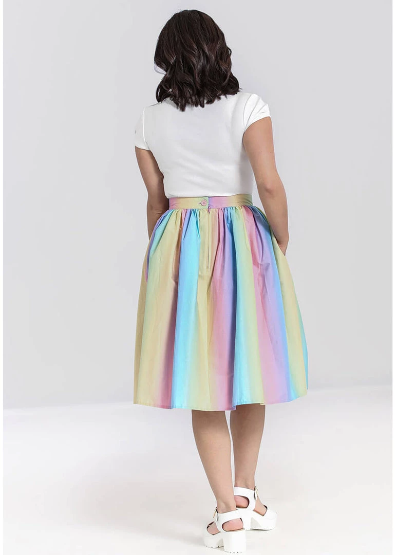 Hell Bunny Halo Ombre 50's Rainbow Swing Skirt Multi New In