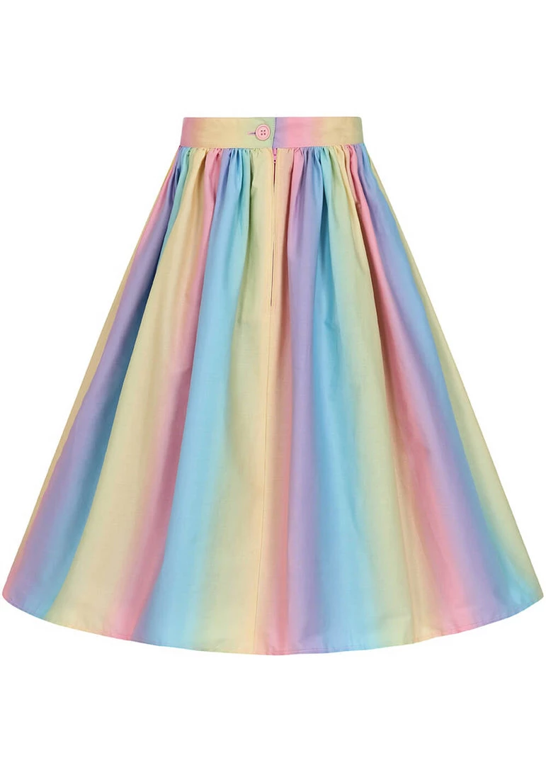 Hell Bunny Halo Ombre 50's Rainbow Swing Skirt Multi New In