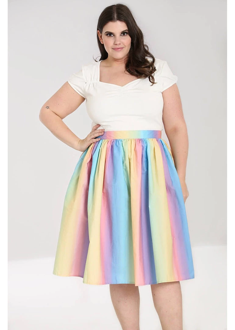 Hell Bunny Halo Ombre 50's Rainbow Swing Skirt Multi New In