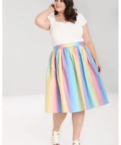 Hell Bunny Halo Ombre 50's Rainbow Swing Skirt Multi New In