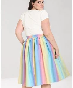Hell Bunny Halo Ombre 50's Rainbow Swing Skirt Multi New In