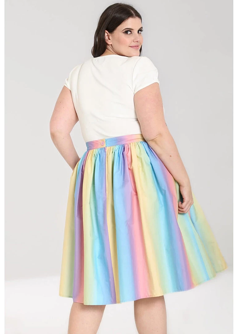 Hell Bunny Halo Ombre 50's Rainbow Swing Skirt Multi New In