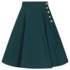 Hell Bunny Ravenwood 40's Swing Skirt Petrol Blue New In
