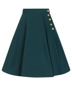 Hell Bunny Ravenwood 40's Swing Skirt Petrol Blue New In