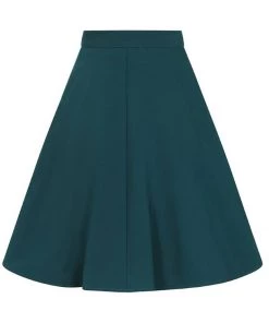 Hell Bunny Ravenwood 40's Swing Skirt Petrol Blue New In